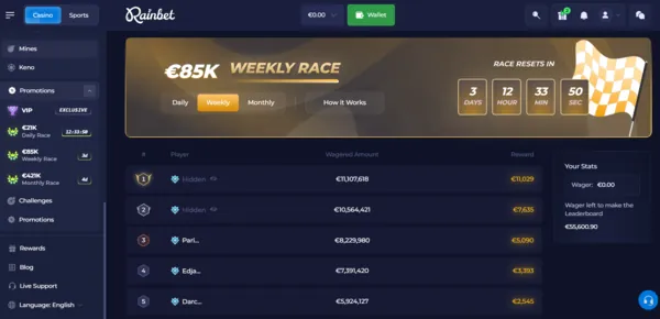 rainbet race page