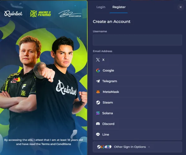 rainbet signup page
