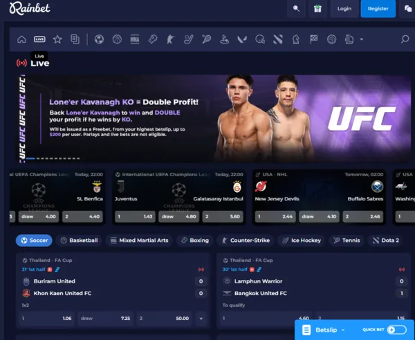 rainbet sports page